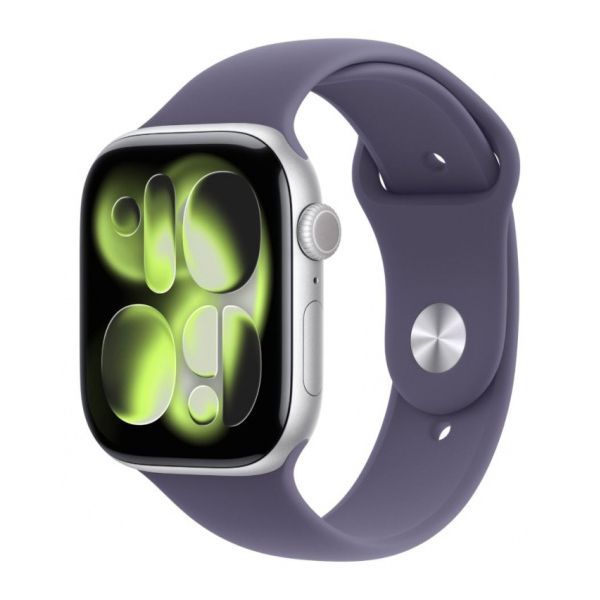 Apple Watch Series 11 46mm Aluminum Silver Case Purple Fog Sport Band M/L